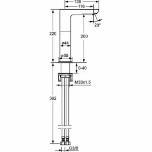 Hansa Hansaligna Waschtischarmatur, Seitenbedient, Ohne Ablaufgarnitur, Mit Sicherungseinrichtung, Ausladung: 116mm, Chrom, 55352203 – 55352203 6